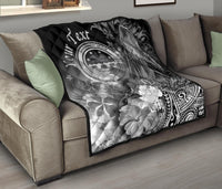 Federated States of Micronesia Custom Personalised Premium Quilts - Humpback Whale with Tropical Flowers (White) - Polynesian Pride