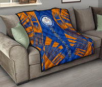 Marshall Islands Premium Quilt - Marshall Islands Seal Polynesian Orange Tattoo - Polynesian Pride