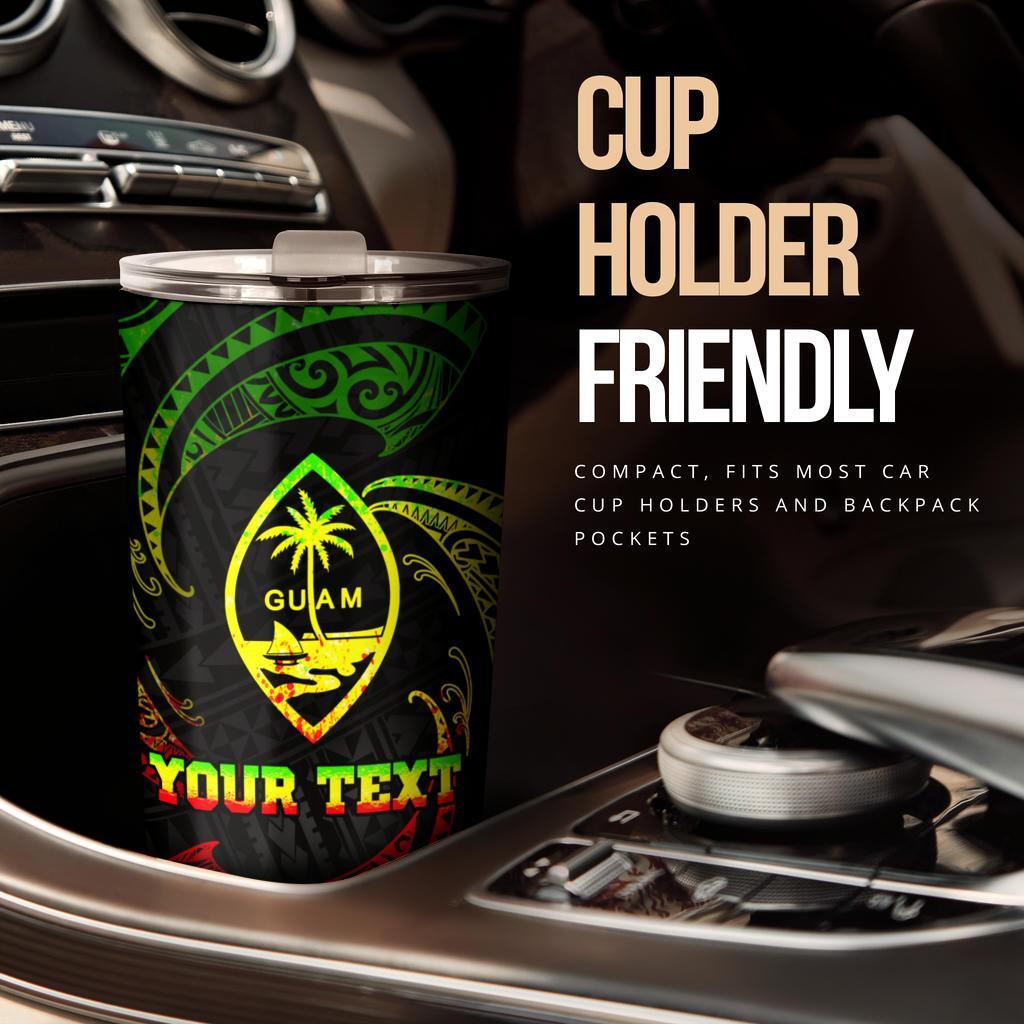 Guam Polynesian Custom Personalised Tumbler - Reggae Tribal Wave - Polynesian Pride