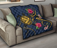 Hawaii Polynesian Turtle Hibiscus Plumeria Premium Quilt - Nane Style - Polynesian Pride
