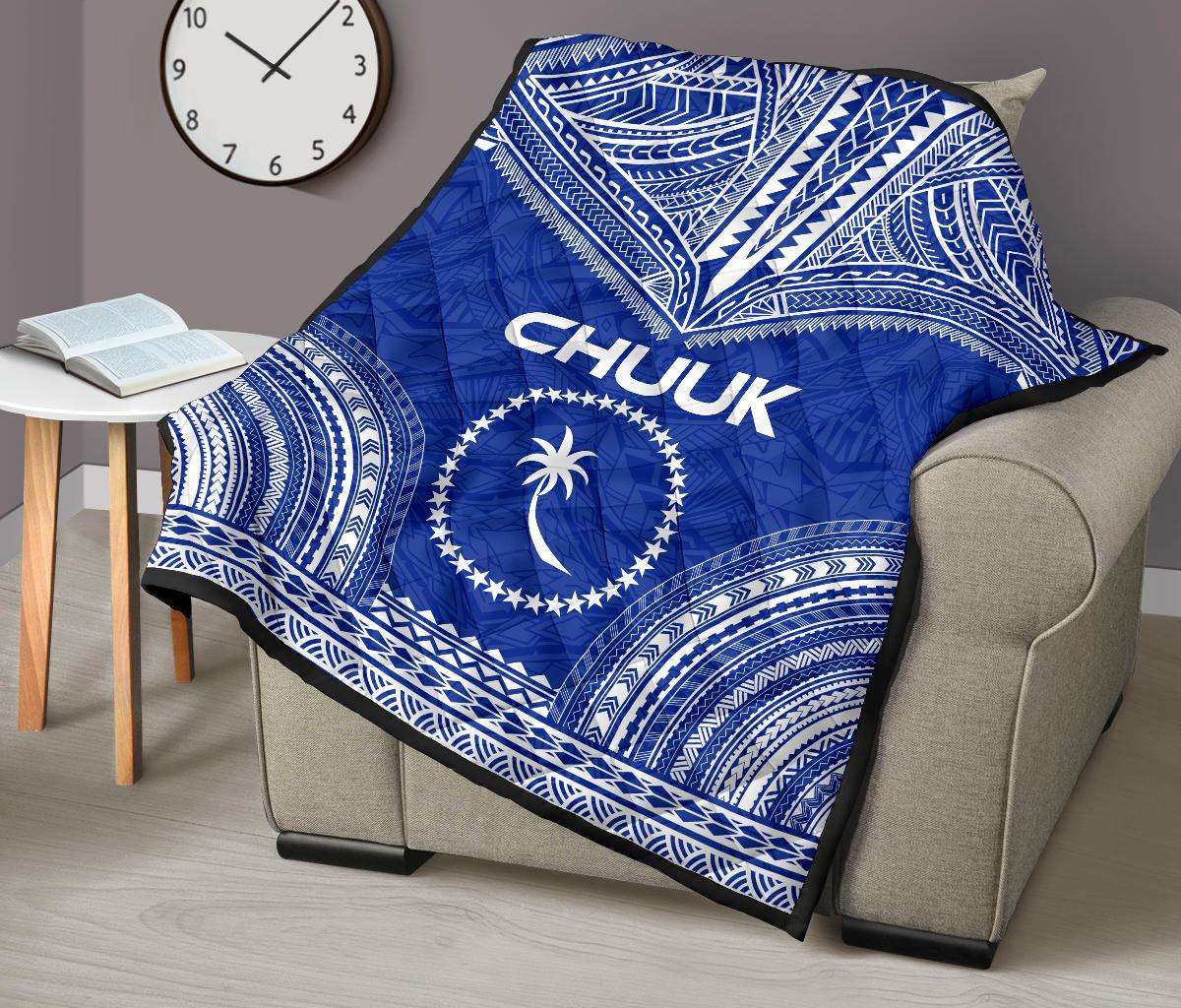 Chuuk Premium Quilt - Chuuk Flag Polynesian Chief Blue Version - Polynesian Pride