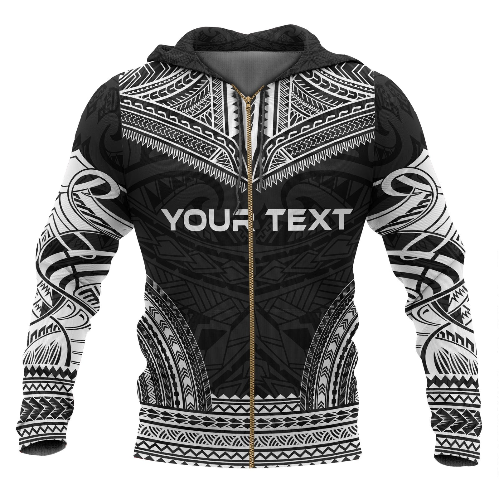 Niue Polynesian Chief Custom Zip up Hoodie Black Version Unisex Black - Polynesian Pride