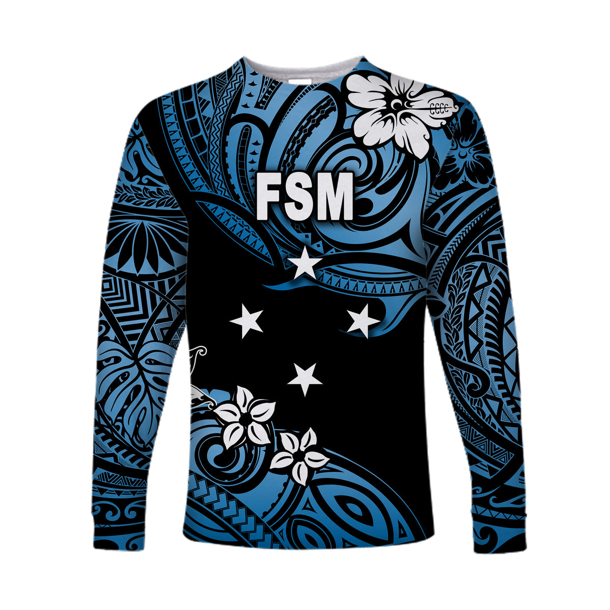 (Custom Personalised) Federated States of Micronesia Long Sleeve Shirts Unique Vibes - Blue Star LT8 - Polynesian Pride