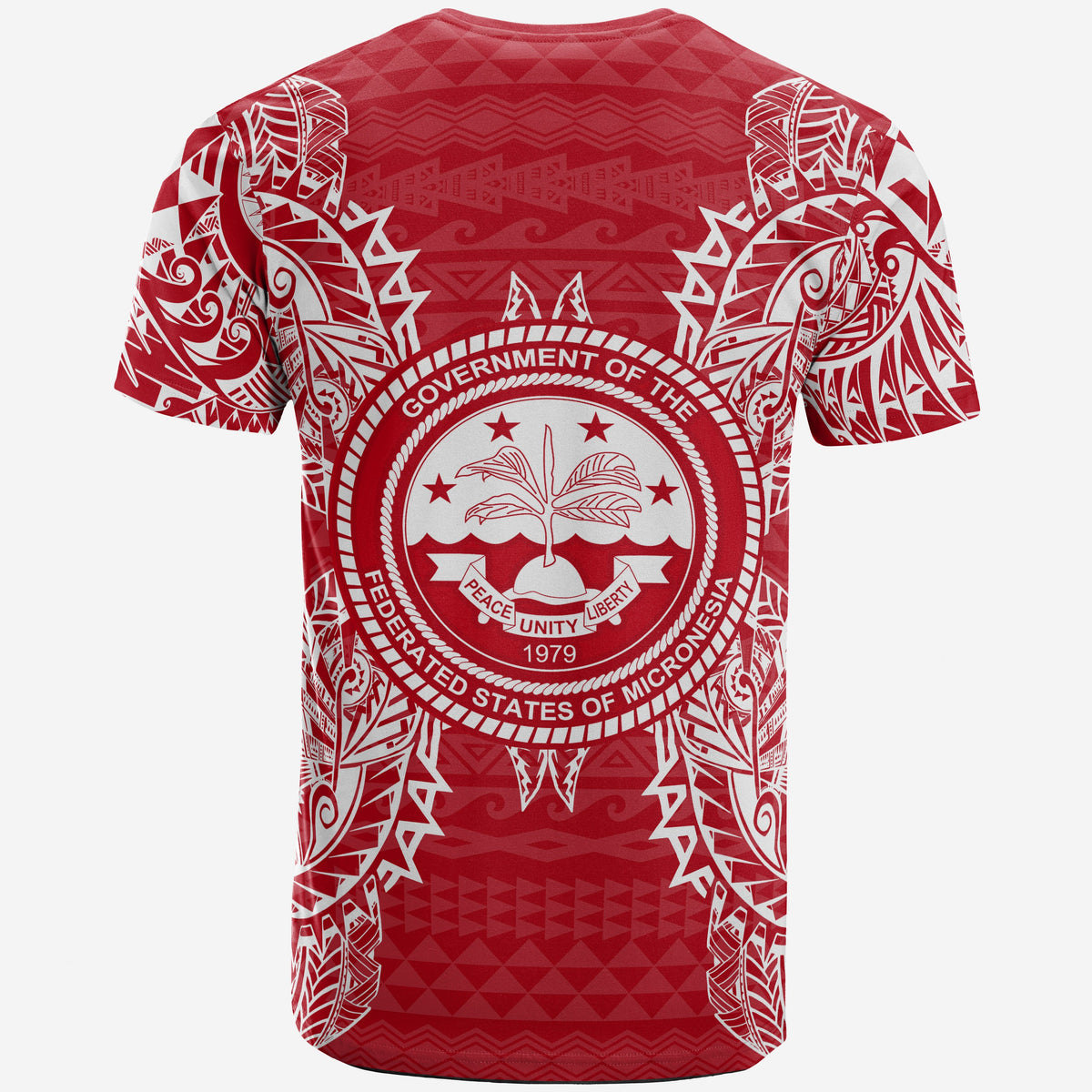 Federated States of Micronesian T Shirt FSM Seal Map Polynesian Tattoo Red White - Polynesian Pride