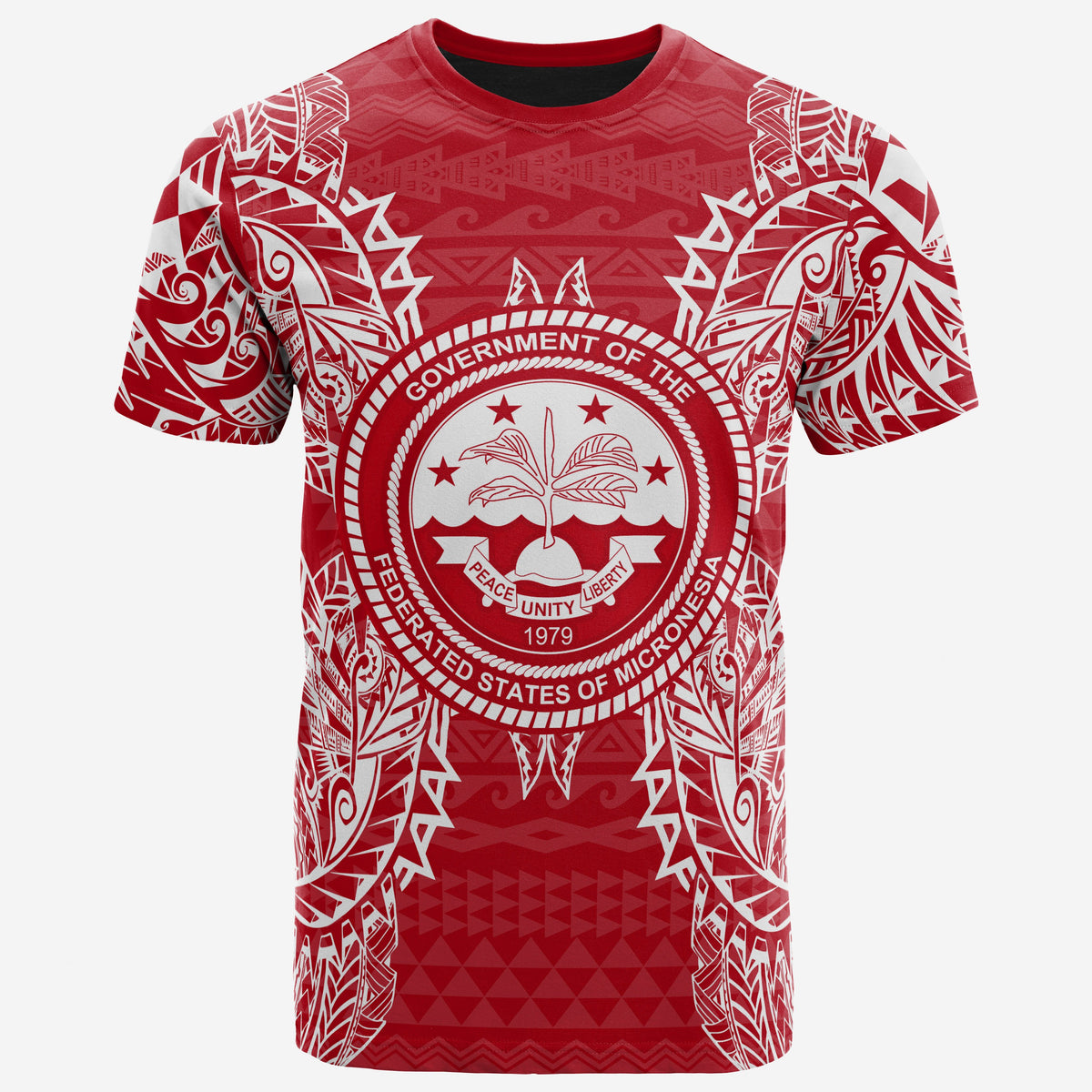 Federated States of Micronesian T Shirt FSM Seal Map Polynesian Tattoo Red White Unisex Red - Polynesian Pride