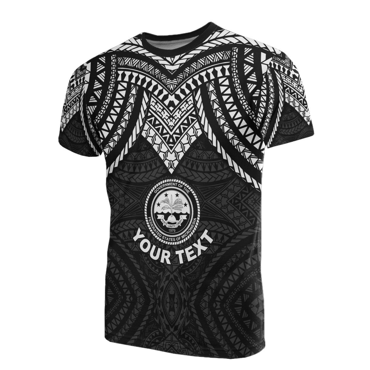 Federated States of Micronesia Custom T Shirt Micronesian Pattern Black Armor Style Unisex Black - Polynesian Pride