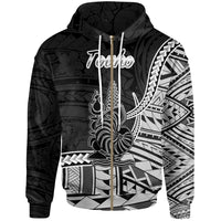 New Caledonia Islands Zip Hoodie Touho Seal of New Caledonia Polynesian Patterns Unisex Black - Polynesian Pride