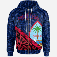 Guam Zip Hoodie Mongmong Toto Maite Tapa Patterns With Bamboo Unisex Blue - Polynesian Pride