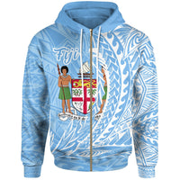 Fiji Zip Hoodie Wings Style Unisex Blue - Polynesian Pride