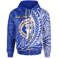 Northern Mariana Islands Zip Hoodie San Jose Wings Style Unisex Blue - Polynesian Pride