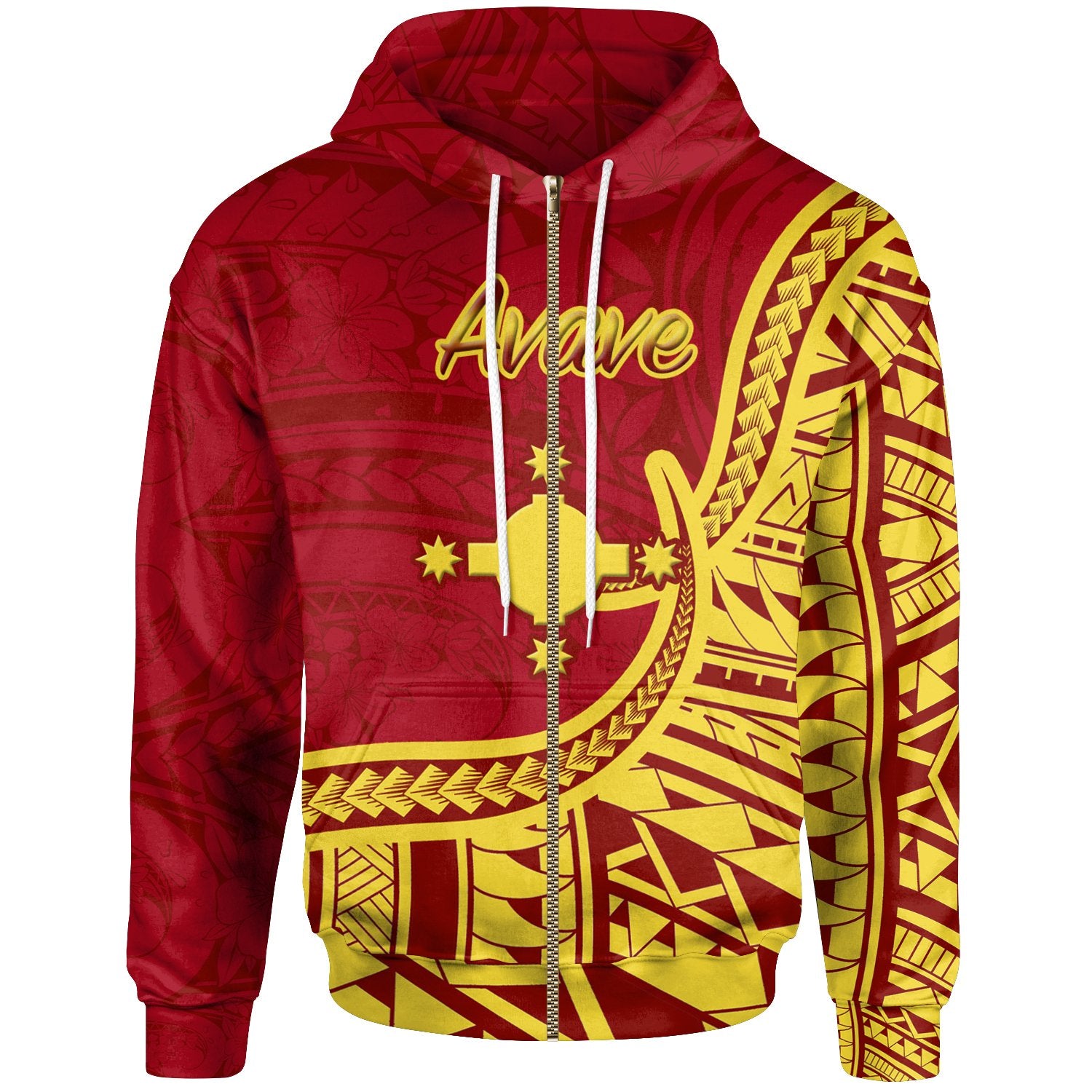 Rotuma Zip Hoodie Avave Flag Rotuma Unisex Red - Polynesian Pride