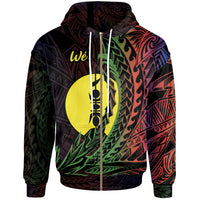 New Caledonia Zip Hoodie We Wings Style Flag Color Unisex Black - Polynesian Pride