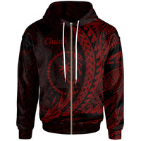 Chuuk State Zip Hoodie Red Wings Style Unisex Black - Polynesian Pride