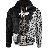 New Caledonia Islands Zip Hoodie Poya Seal of New Caledonia Polynesian Patterns Unisex Black - Polynesian Pride