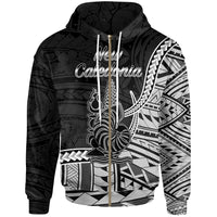 New Caledonia Islands Zip Hoodie New Caladonia Seal of New Caledonia Polynesian Patterns Unisex Black - Polynesian Pride
