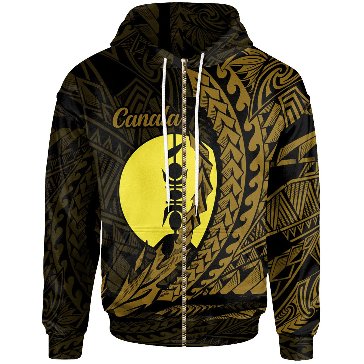 New Caledonia Zip Hoodie Canala Wings Style Unisex Black - Polynesian Pride