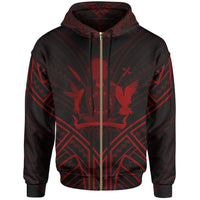 Cook Islands Zip Hoodie Cook Islands Seal Red Tribal Patterns Unisex White - Polynesian Pride