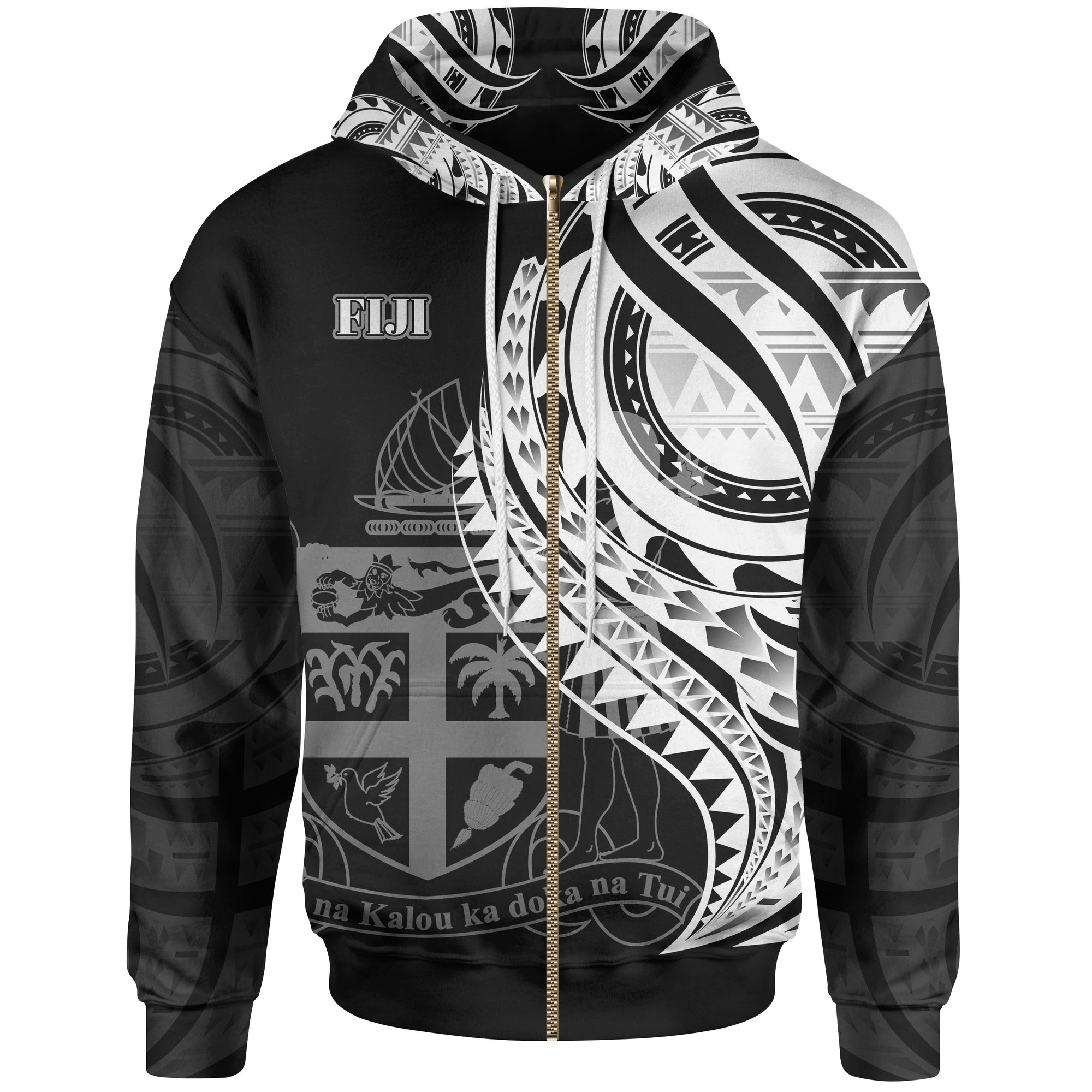 Fiji Zip Hoodie Polynesian Patterns Best Fiji Ever Unisex Black - Polynesian Pride