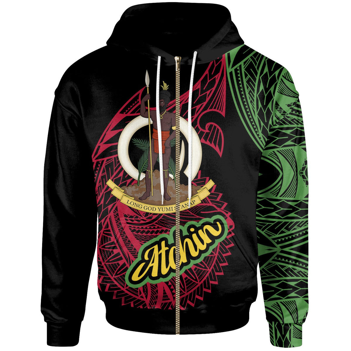 Vanuatu Zip Hoodie Atchin Seal of Vanuatu Special Style Unisex Black - Polynesian Pride