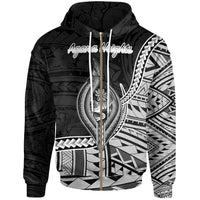 Guam Zip Hoodie Agana Heights Seal of Guam Polynesian Patterns Unisex Black - Polynesian Pride