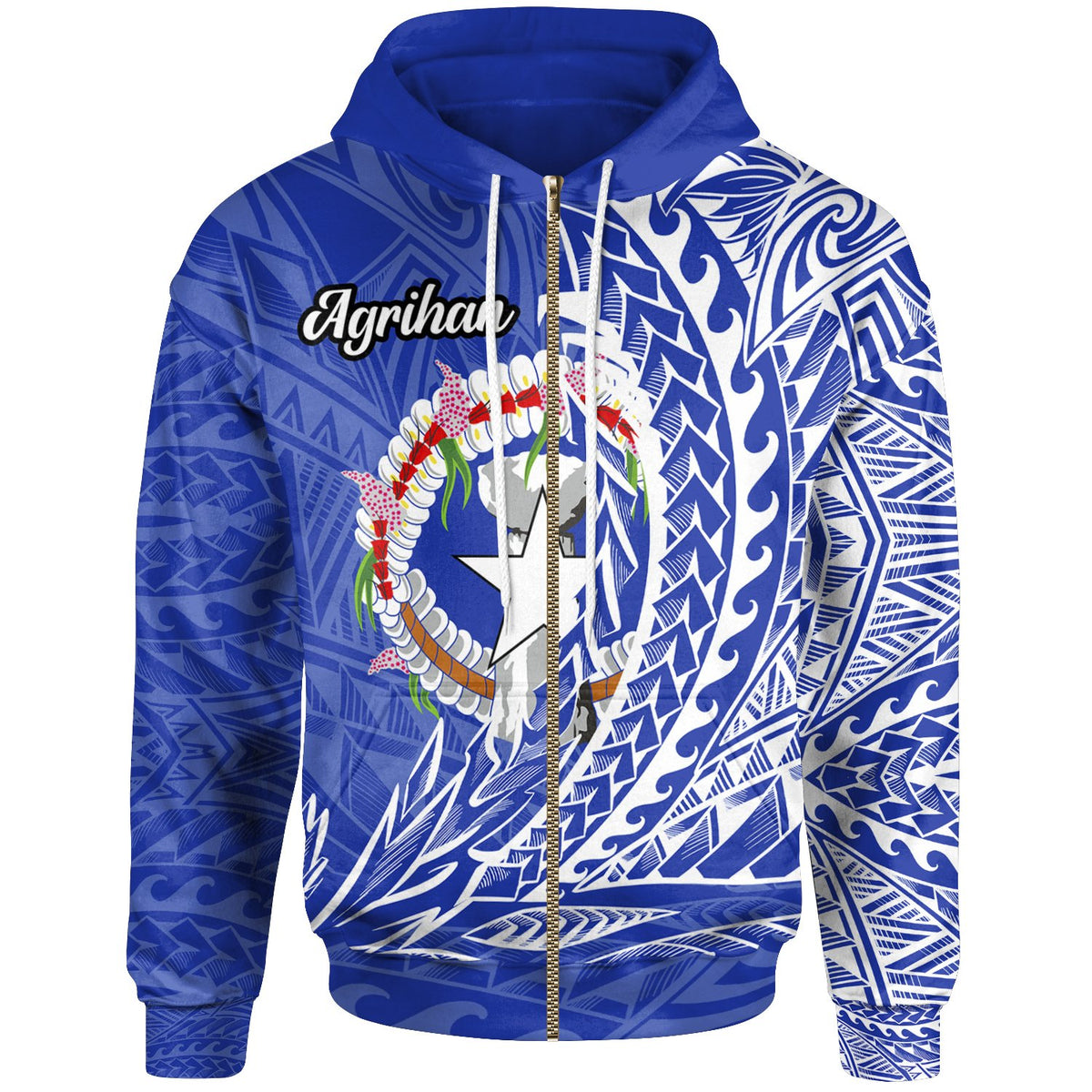 Northern Mariana Islands Zip Hoodie Agrihan Wings Style Unisex Blue - Polynesian Pride