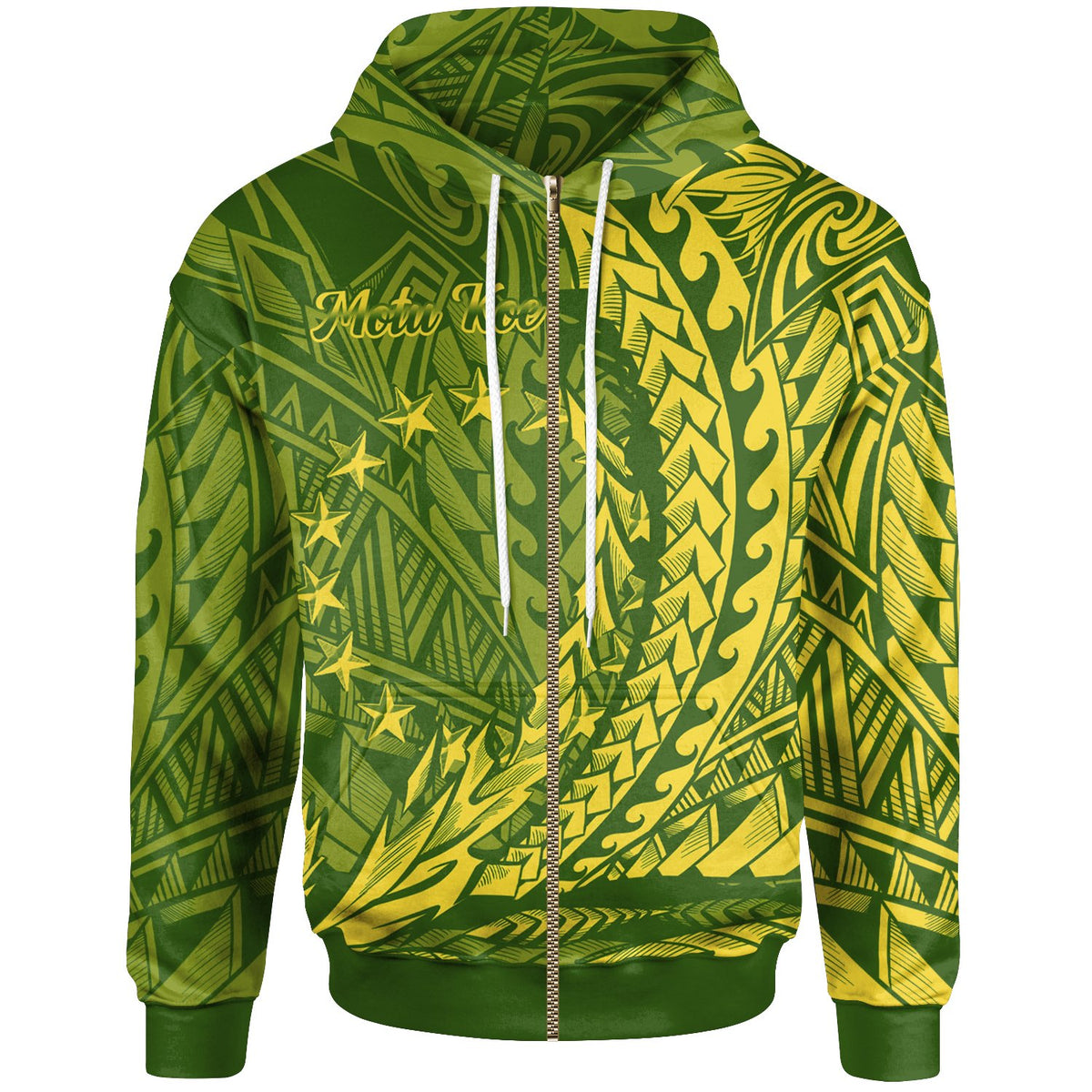 Cook Islands Zip Hoodie Motu Koe Wings Style Unisex Green - Polynesian Pride