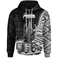 New Caledonia Islands Zip Hoodie Paita Seal of New Caledonia Polynesian Patterns Unisex Black - Polynesian Pride