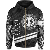 Northern Mariana Islands Zip Hoodie In My Heart Style Polynesian Patterns Unisex Black - Polynesian Pride