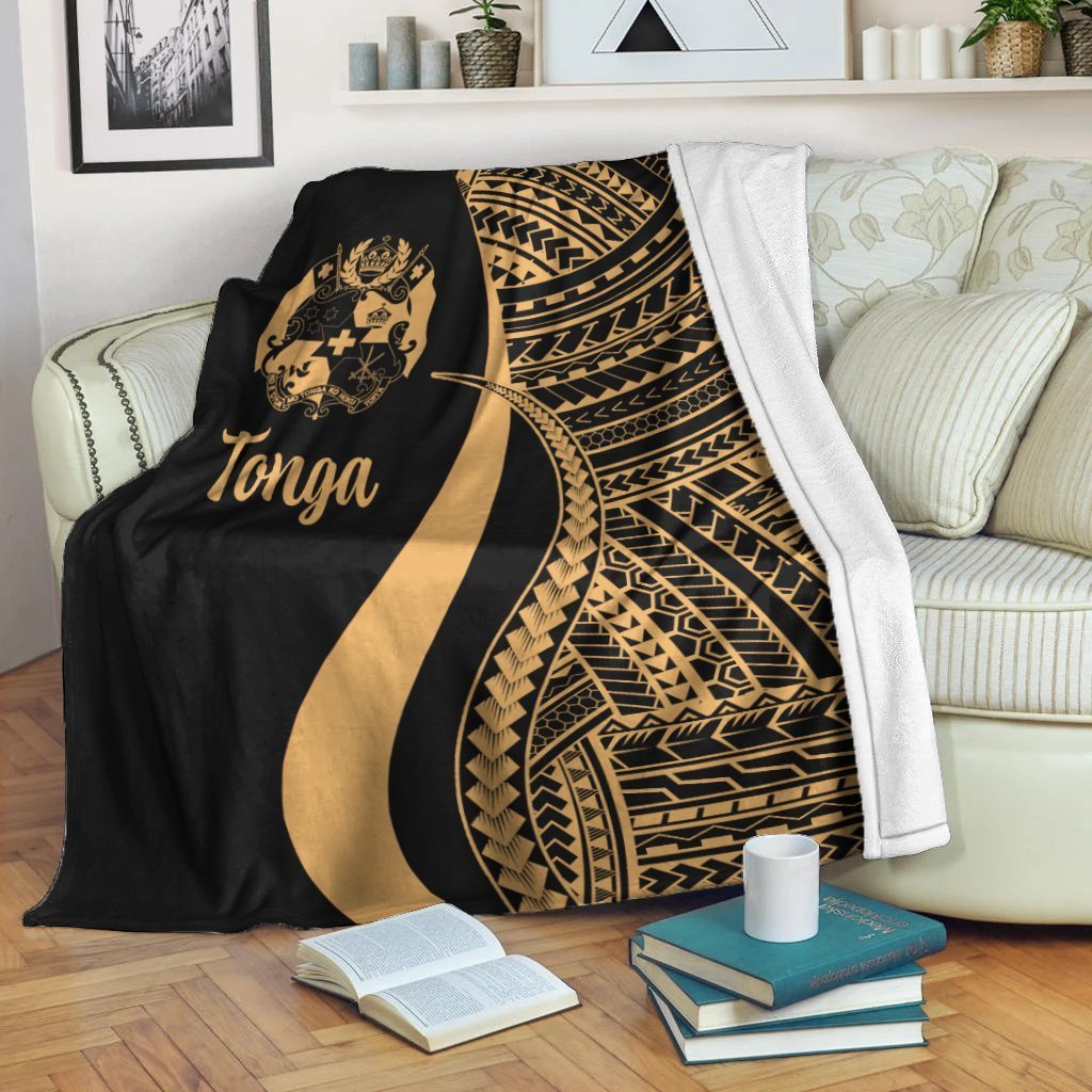 Tonga Premium Blanket - Gold Polynesian Tentacle Tribal Pattern - Polynesian Pride