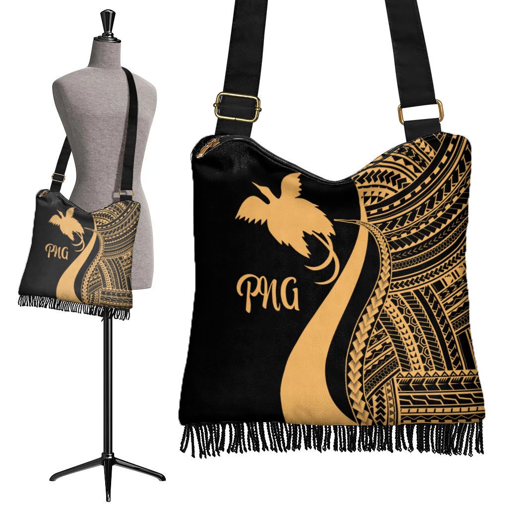 Papua New Guinea Boho Handbag - Gold Polynesian Tentacle Tribal Pattern - Polynesian Pride