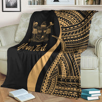 Fiji Custom Personalised Premium Blanket - Gold Polynesian Tentacle Tribal Pattern Crest - Polynesian Pride
