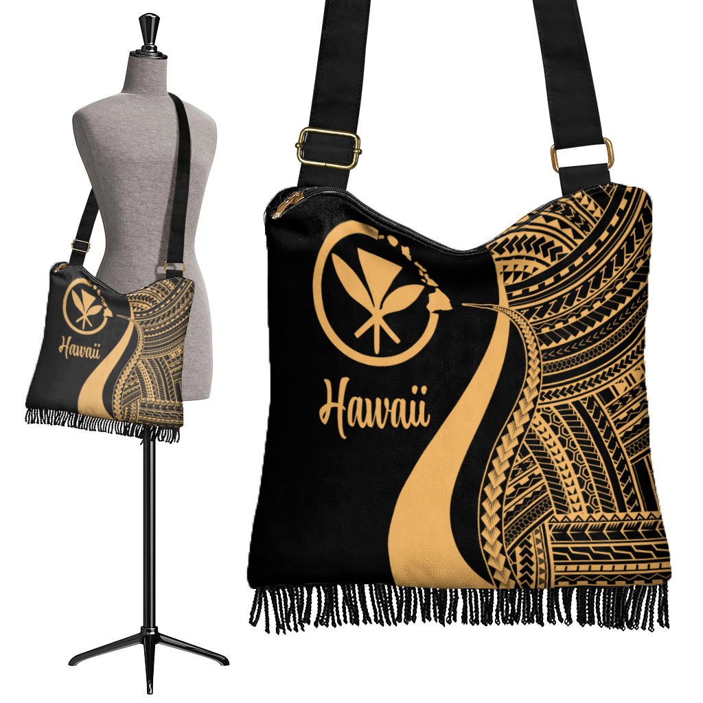 Hawaii Boho Handbag - Gold Polynesian Tentacle Tribal Pattern - Polynesian Pride