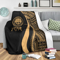 Federated States of Micronesia Premium Blanket - Gold Polynesian Tentacle Tribal Pattern - Polynesian Pride