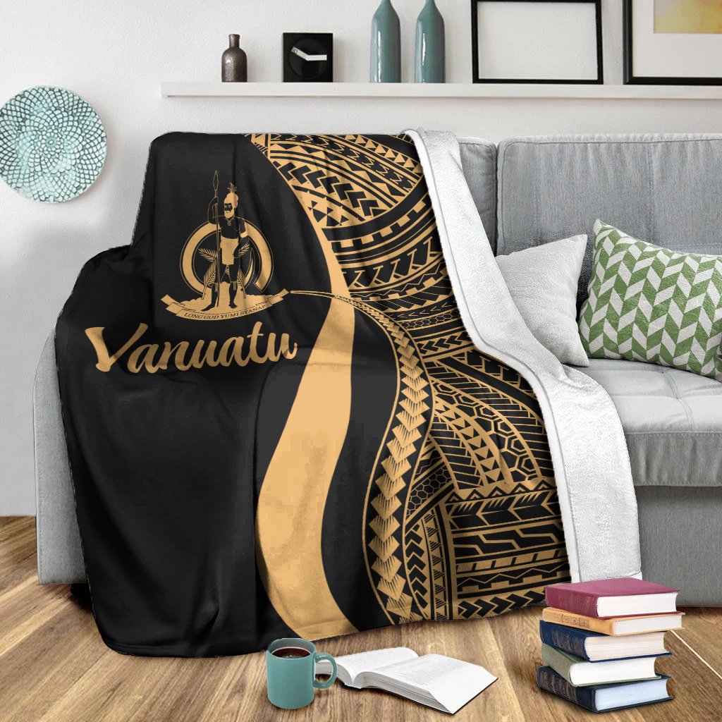 Vanuatu Premium Blanket - Gold Polynesian Tentacle Tribal Pattern - Polynesian Pride