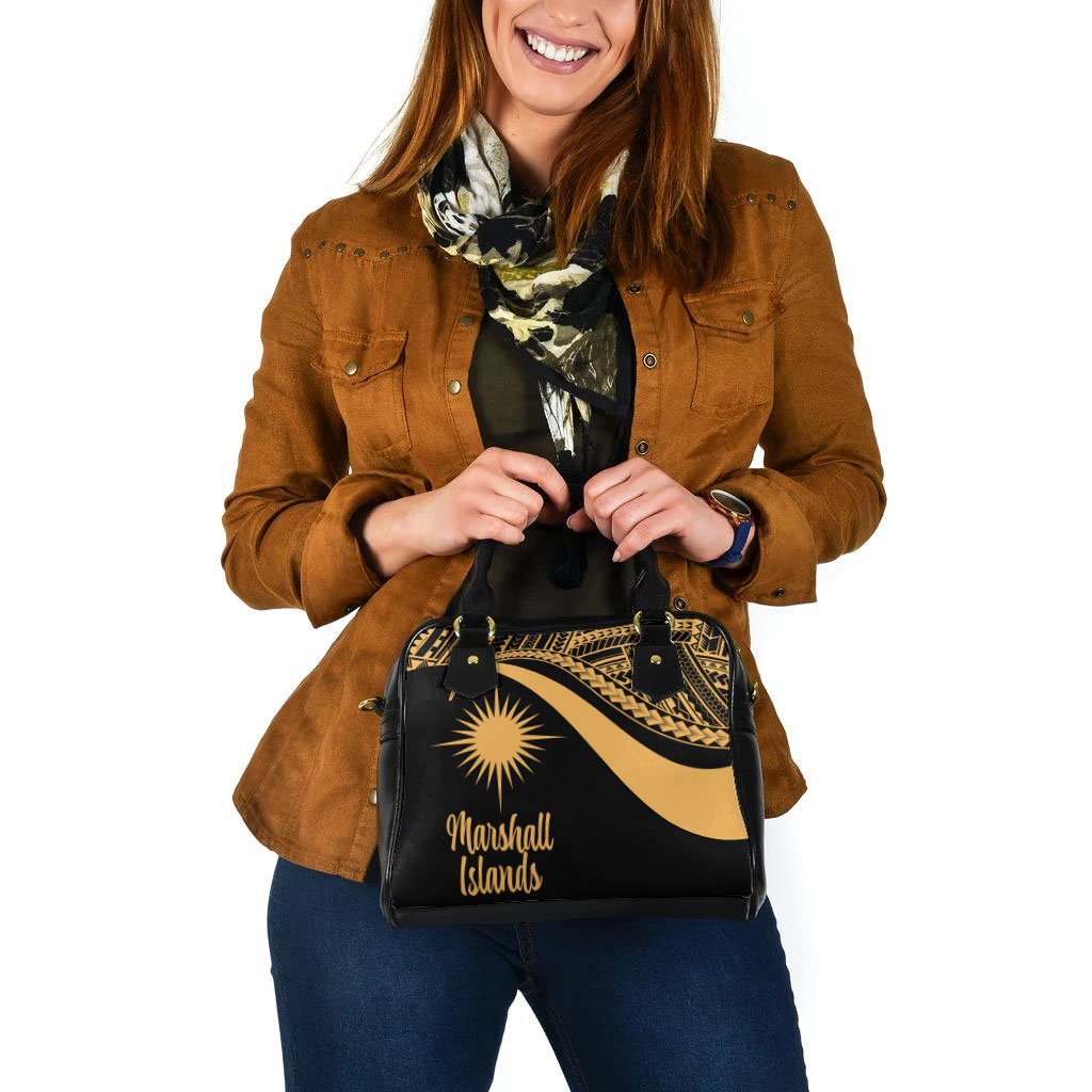 Marshall Islands Shoulder Handbag - Gold Polynesian Tentacle Tribal Pattern - Polynesian Pride