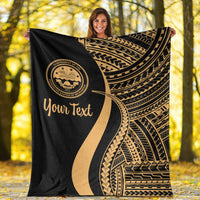 Federated States of Micronesia Custom Personalised Premium Blanket - Gold Polynesian Tentacle Tribal Pattern - Polynesian Pride