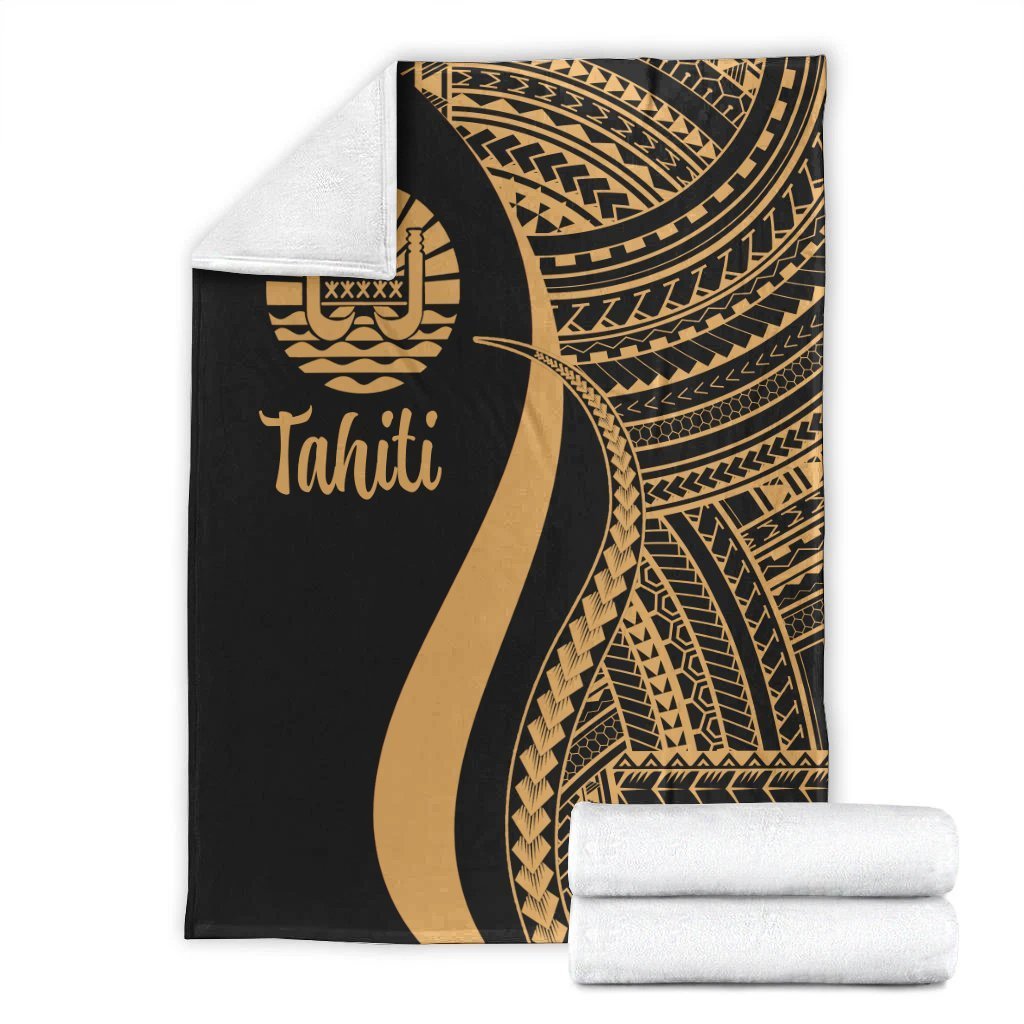 Tahiti Premium Blanket - Gold Polynesian Tentacle Tribal Pattern - Polynesian Pride