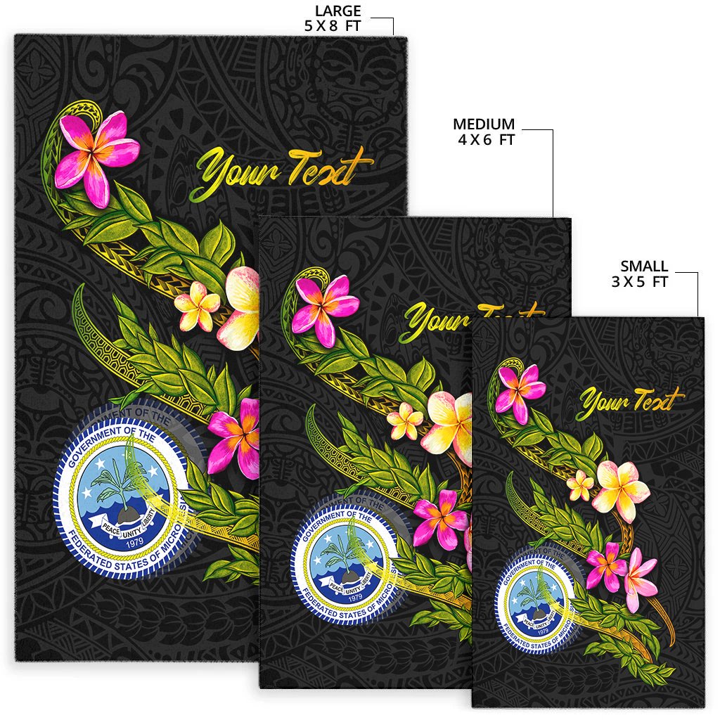 Federated States Of Micronesia Polynesian Custom Personalised Area Rug - Plumeria Tribal - Polynesian Pride