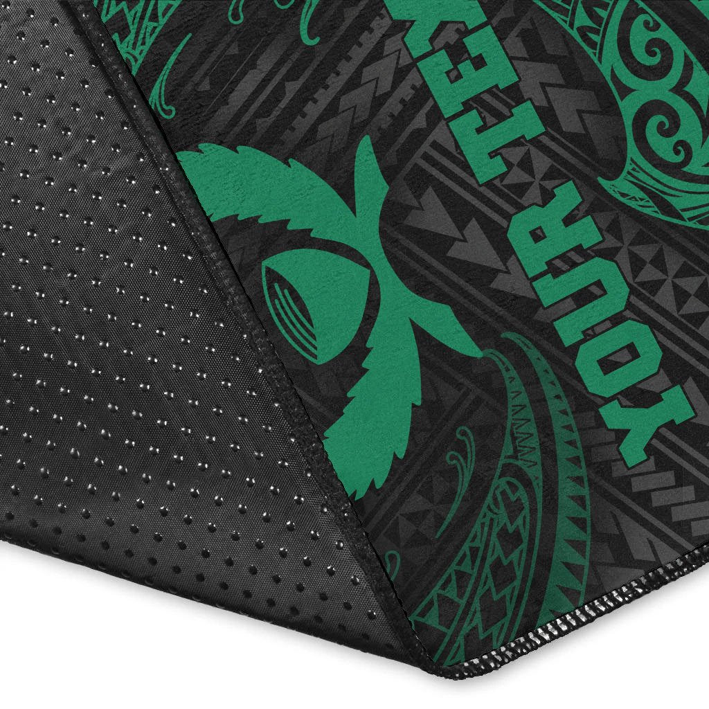 Pohnpei Polynesian Custom Personalised Area Rug - Green Tribal Wave - Polynesian Pride