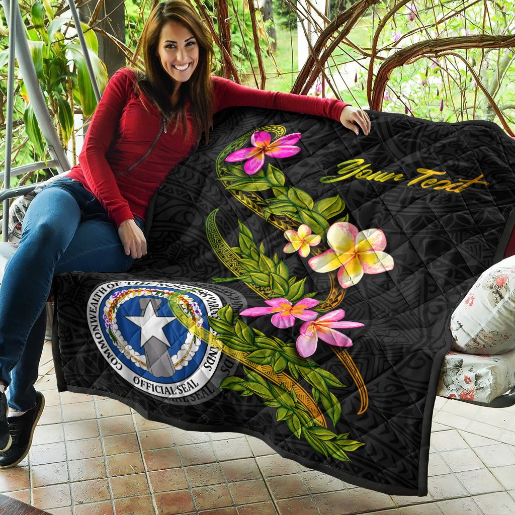 Northern Mariana Islands Polynesian Custom Personalised Quilt - Plumeria Tribal - Polynesian Pride