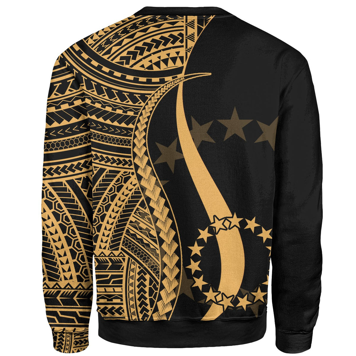 Cook Islands Custom Personalised Sweatshirt - Gold Polynesian Tentacle Tribal Pattern - Polynesian Pride
