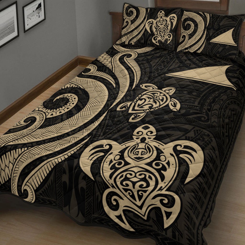 Tokelau Quilt Bed Set - Gold Tentacle Turtle - Polynesian Pride