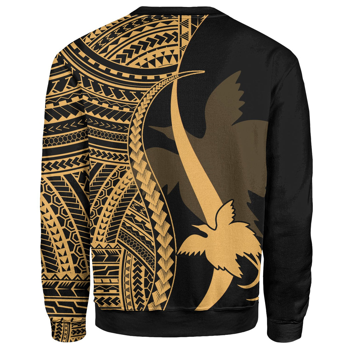 Papua New Guinea Custom Personalised Sweatshirt - Gold Polynesian Tentacle Tribal Pattern - Polynesian Pride