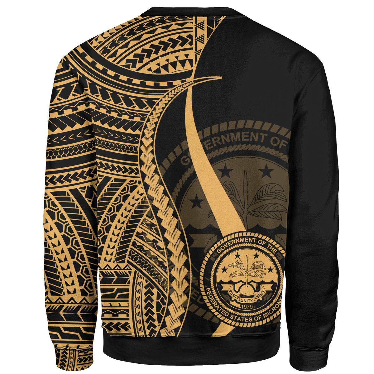 Federated States of Micronesia Sweatshirt - Gold Polynesian Tentacle Tribal Pattern - Polynesian Pride
