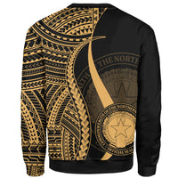 Northern Mariana Islands Custom Personalised Sweatshirt - Gold Polynesian Tentacle Tribal Pattern - Polynesian Pride
