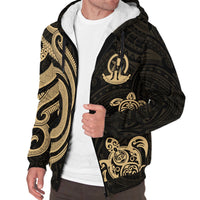 Vanuatu Sherpa Hoodie - Gold Tentacle Turtle - Polynesian Pride
