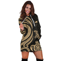 Tokelau Women Hoodie Dress - Gold Tentacle Turtle - Polynesian Pride