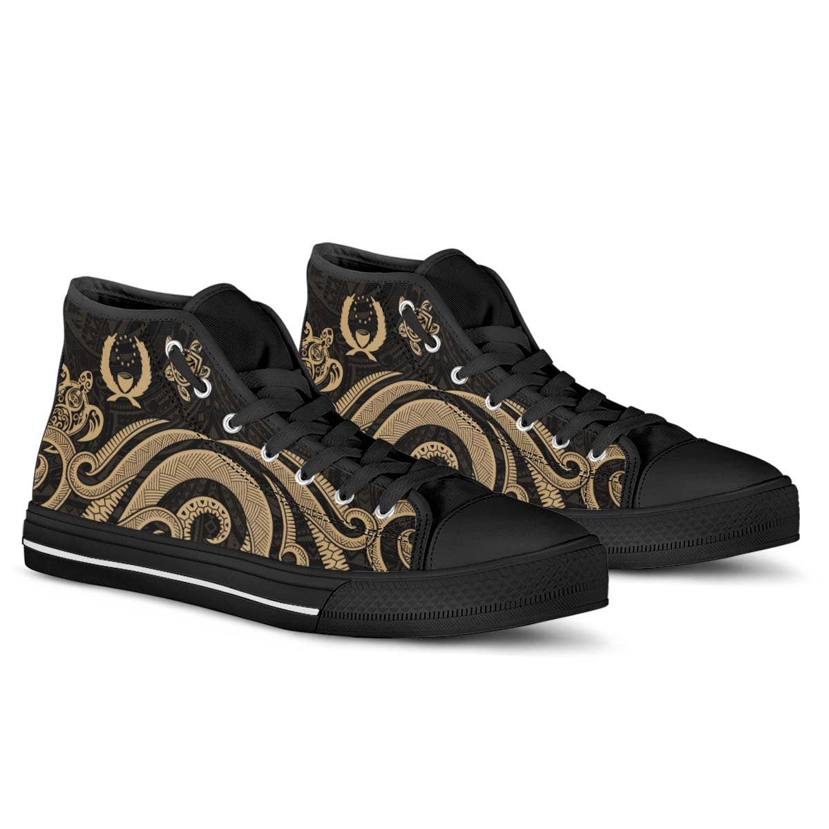 Pohnpei High Top Shoes - Gold Tentacle Turtle - Polynesian Pride