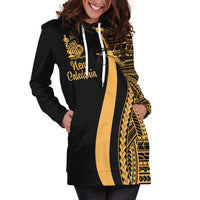 New Caledonia Women's Hoodie Dress - Gold Polynesian Tentacle Tribal Pattern - Polynesian Pride