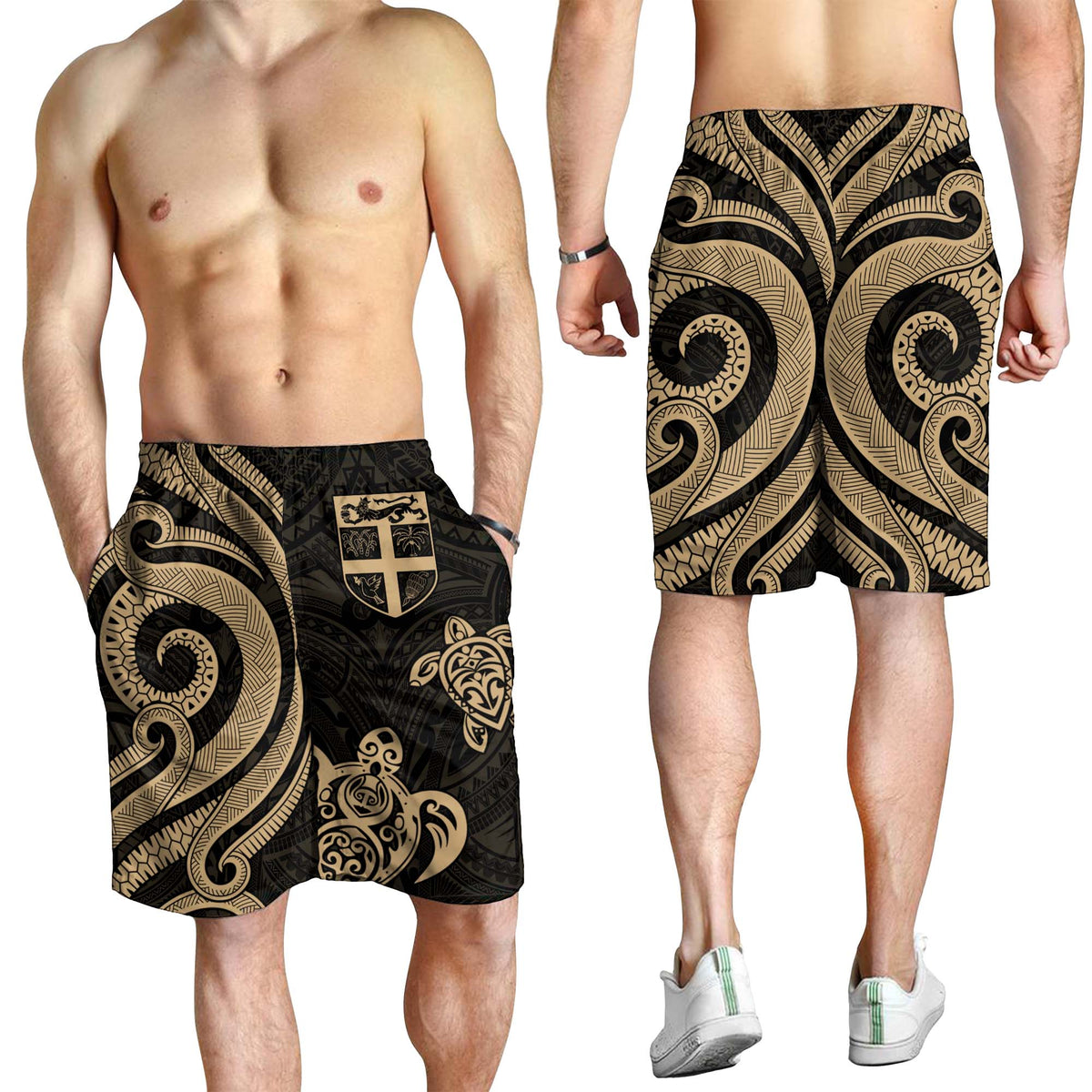 Fiji Men's Short - Gold Tentacle Turtle - Polynesian Pride